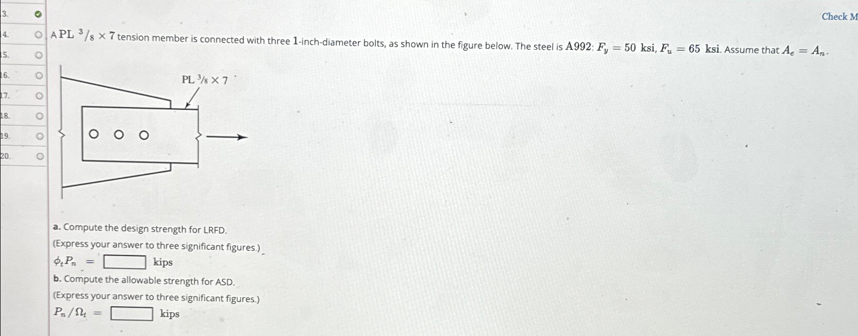 \ Check M\ A PL (3)/(8)\\\\times 7 tension member