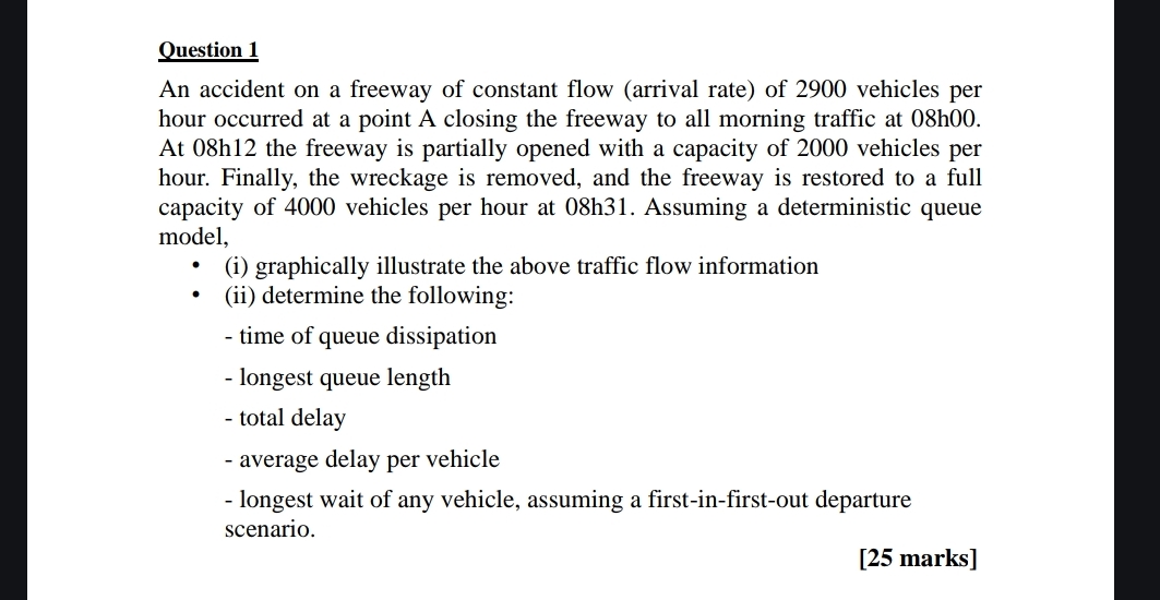 Question 1 An accident on a freeway of constant