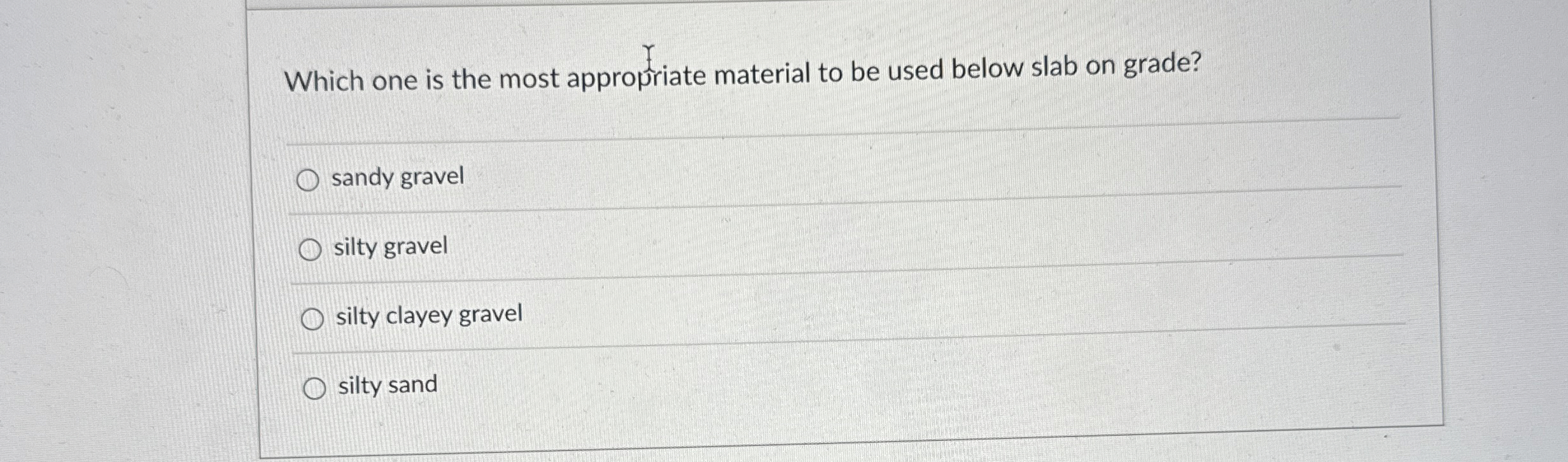 Which one is the most appropriate material to be