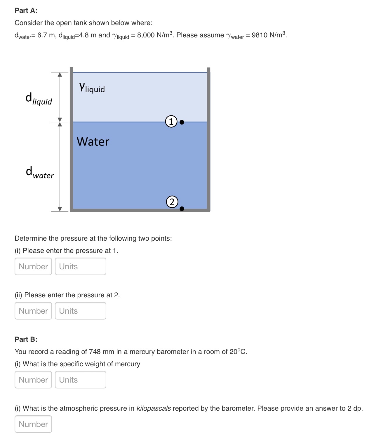 assume the specific weight of water is 9 8 0 6 (
