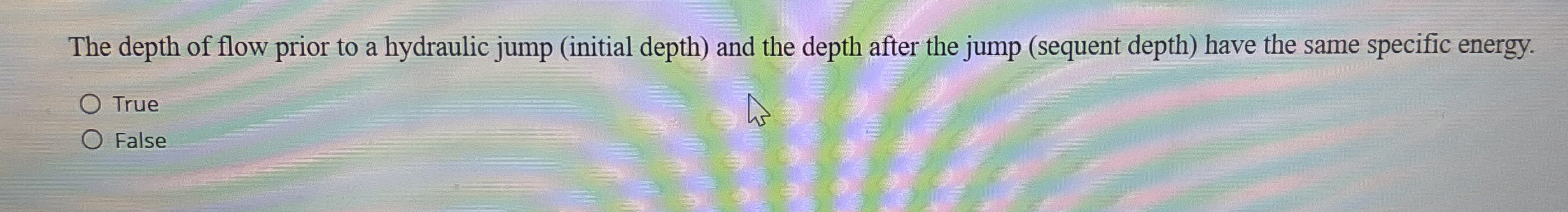 The depth of flow prior to a hydraulic jump (