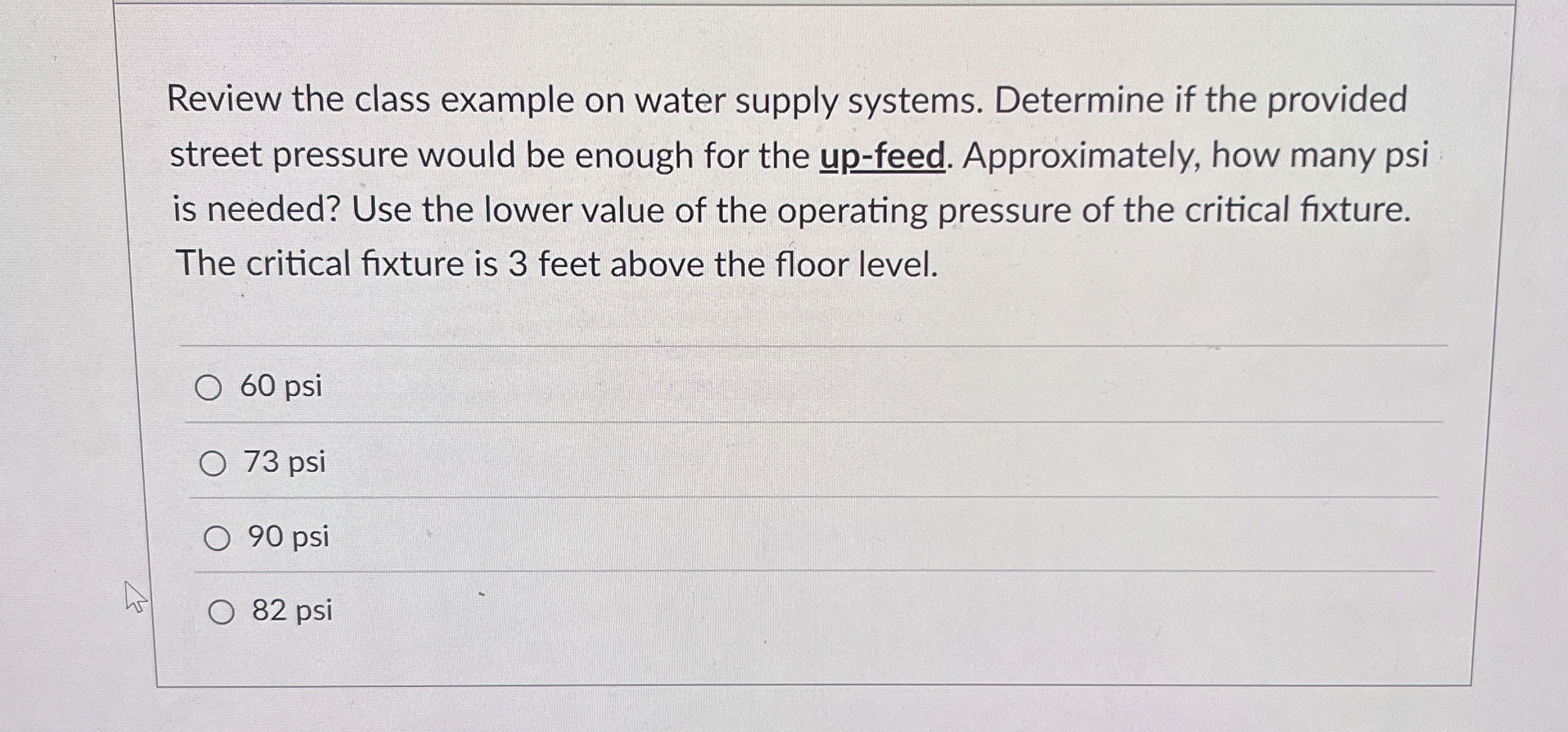 Review the class example on water supply systems.
