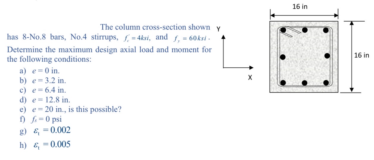 The column cross - section shown has 8 - No . 8