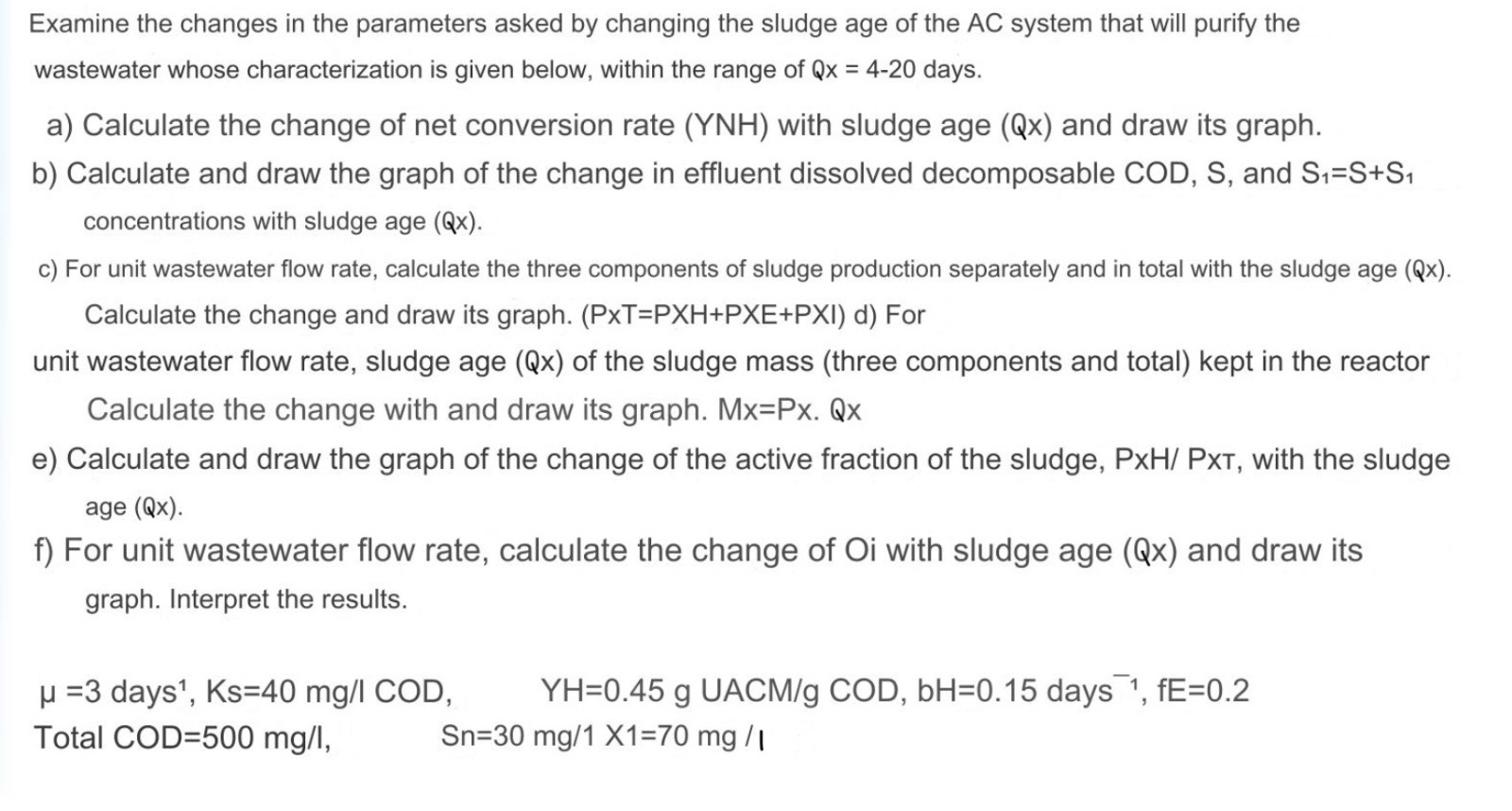 Examine the changes in the parameters asked by