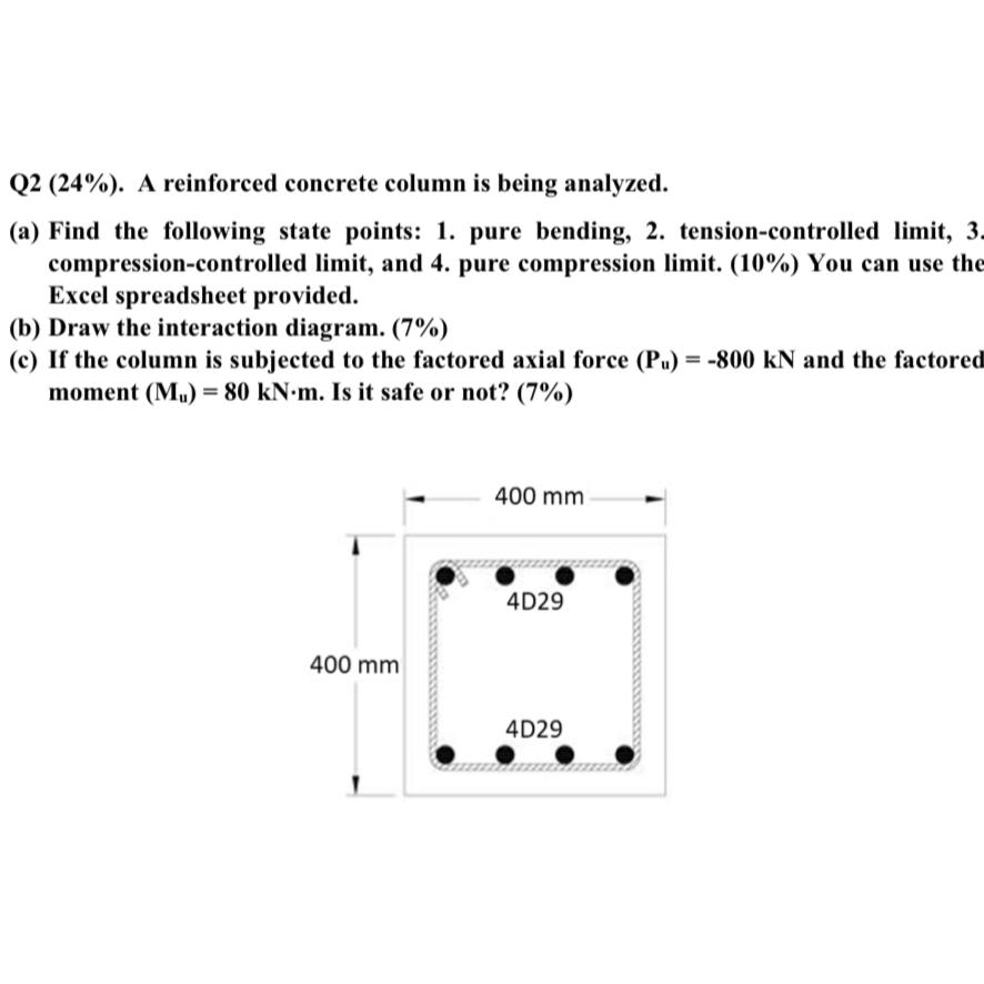 Q 2 ( 2 4 % ) . A reinforced concrete column is