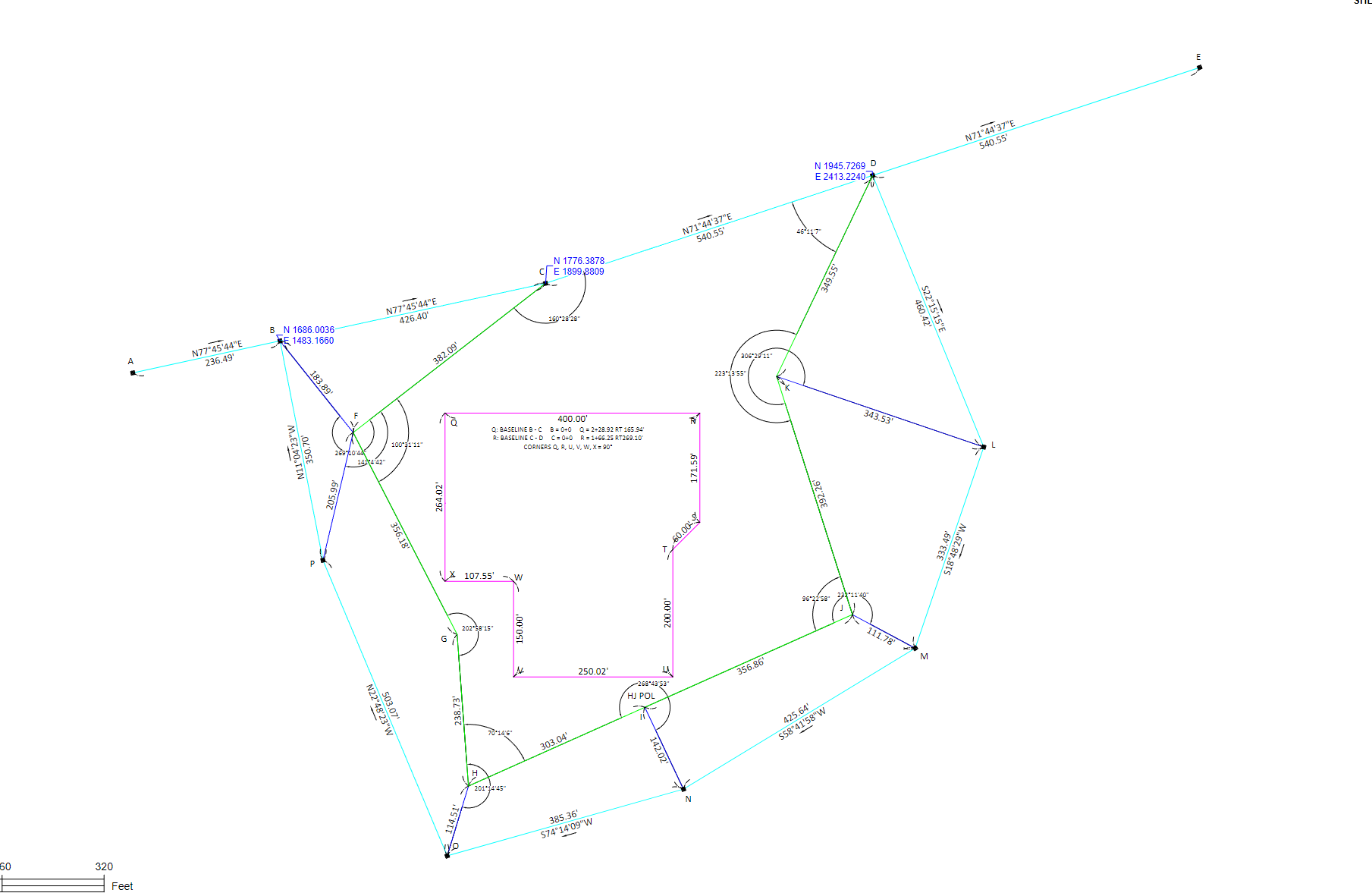 1 . Calculate the coordinates of F , G , H , I, J