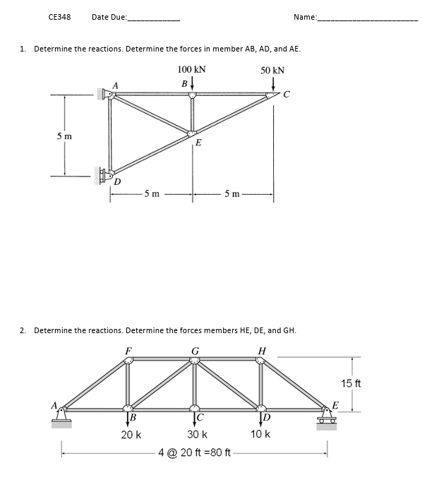 Determine the reactions. Determine the forces in