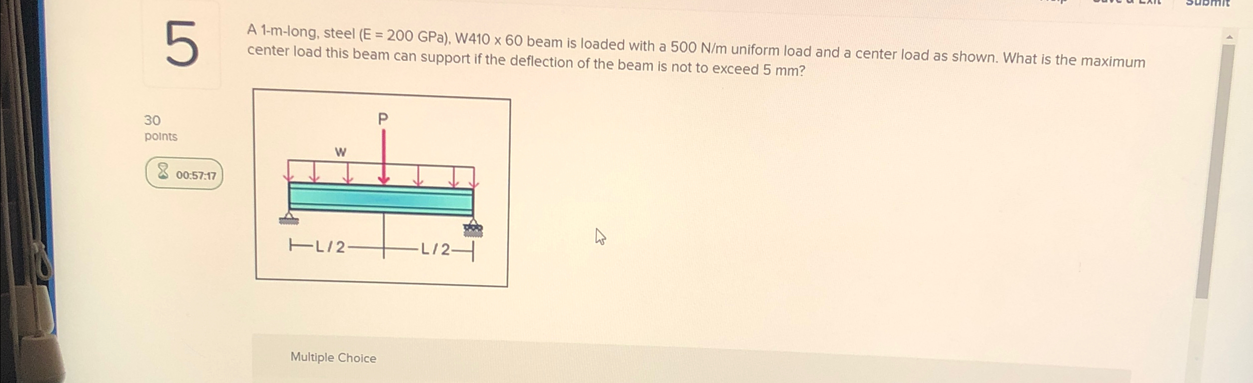 A 1 - m - long, steel ) , W 4 1 0 6 0 beam is