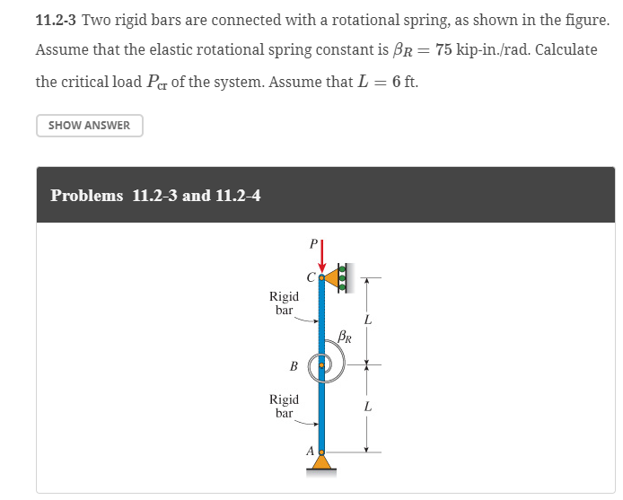 1 1 . 2 - 3 Two rigid bars are connected with a