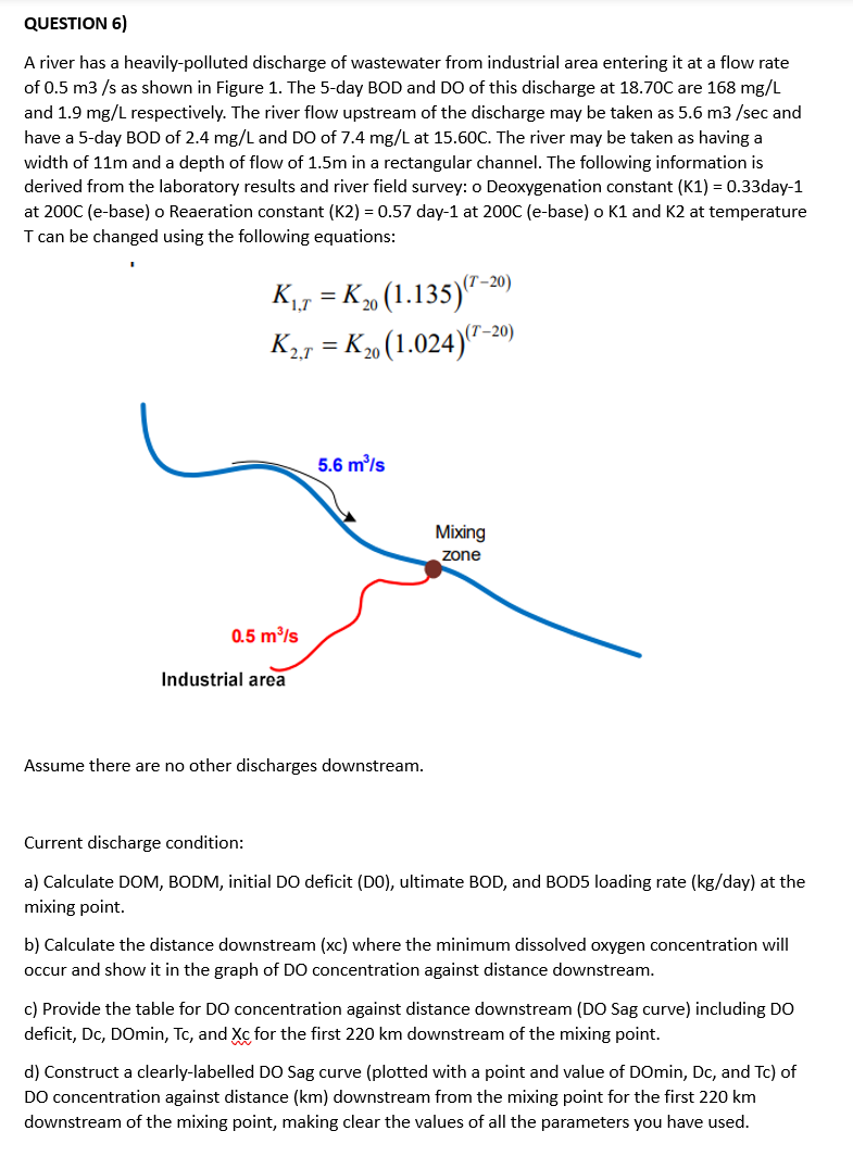 QUESTION 6 ) A river has a heavily - polluted