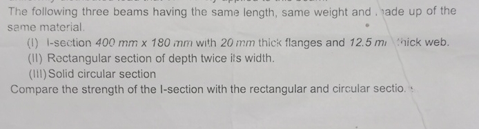 The following three beams having the same length,