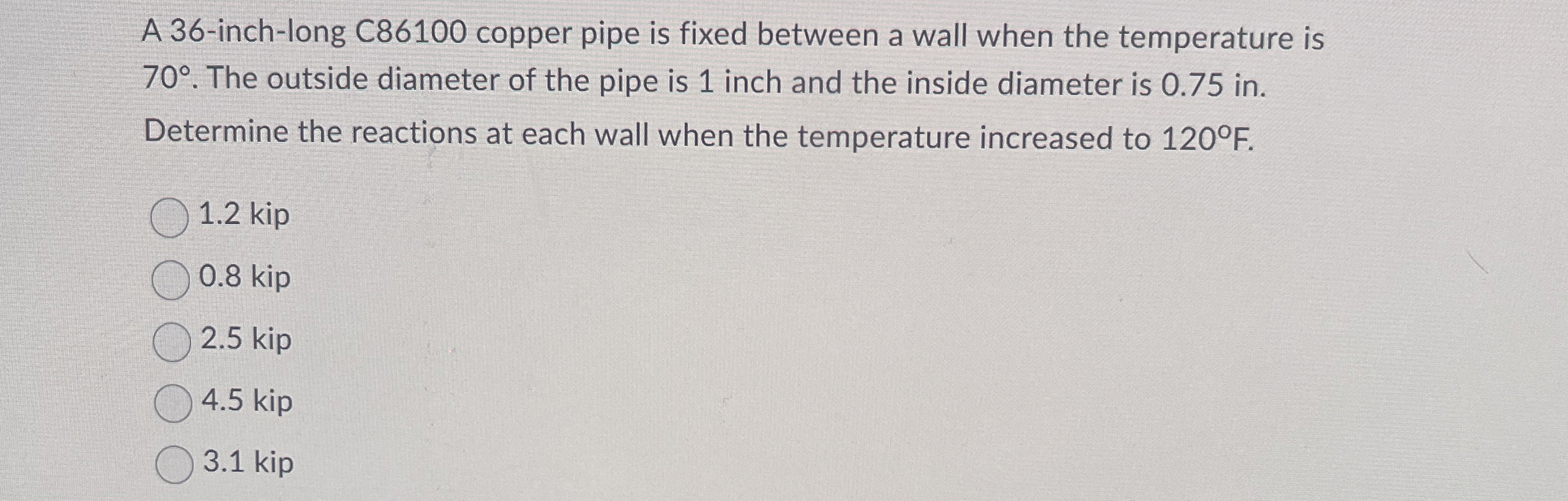 A 3 6 - inch - long C 8 6 1 0 0 copper pipe is