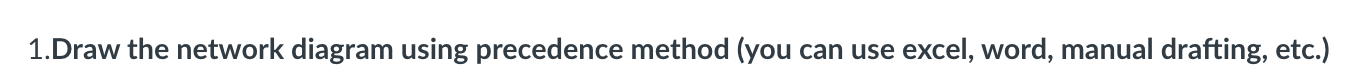 1 . Draw the network diagram using precedence