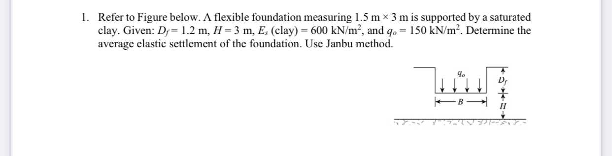 Refer to Figure below. A flexible foundation