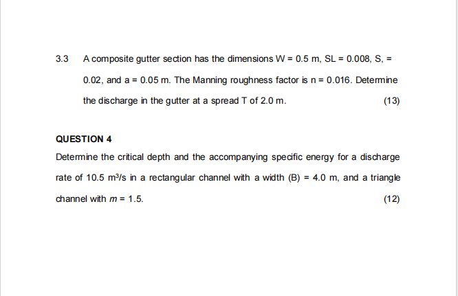 3 . 3 A composite gutter section has the