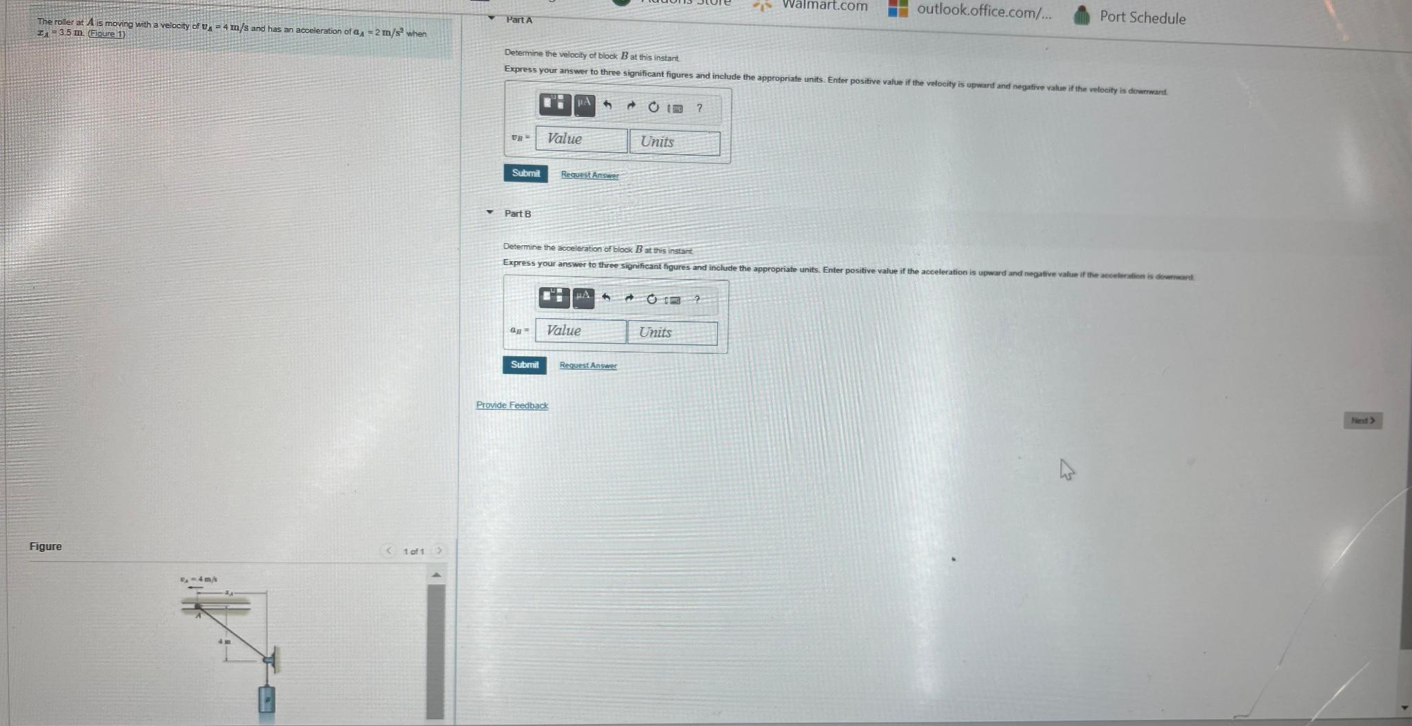 The roller at A is moving with a velocity of v A