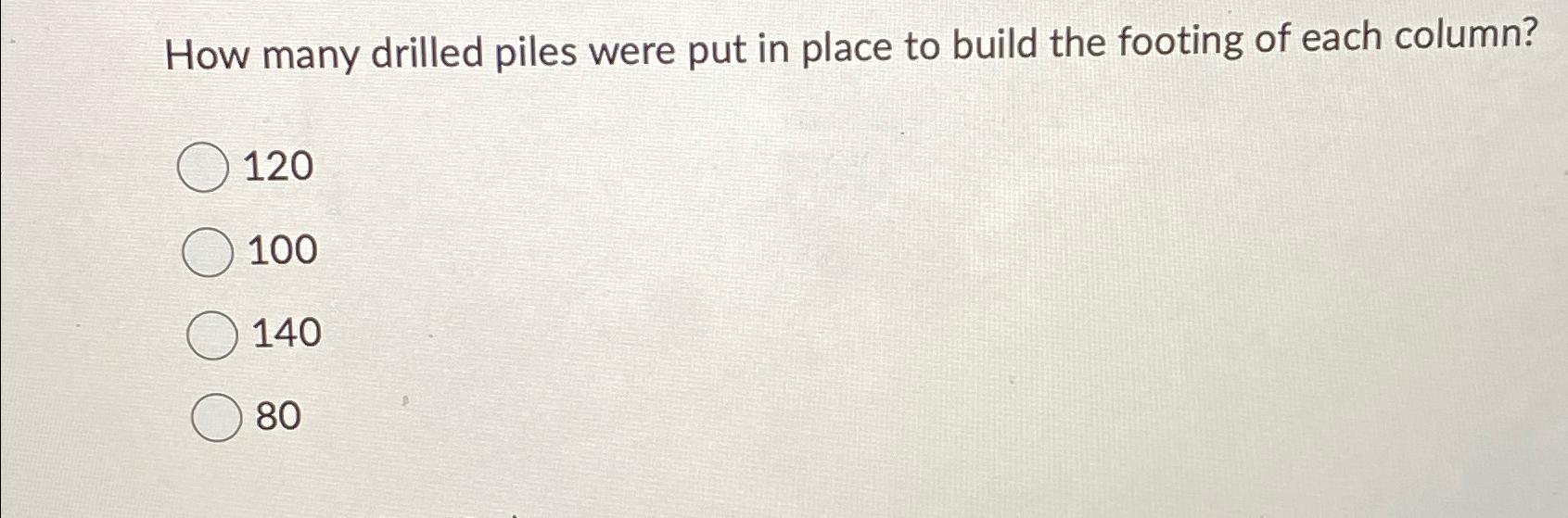 How many drilled piles were put in place to build