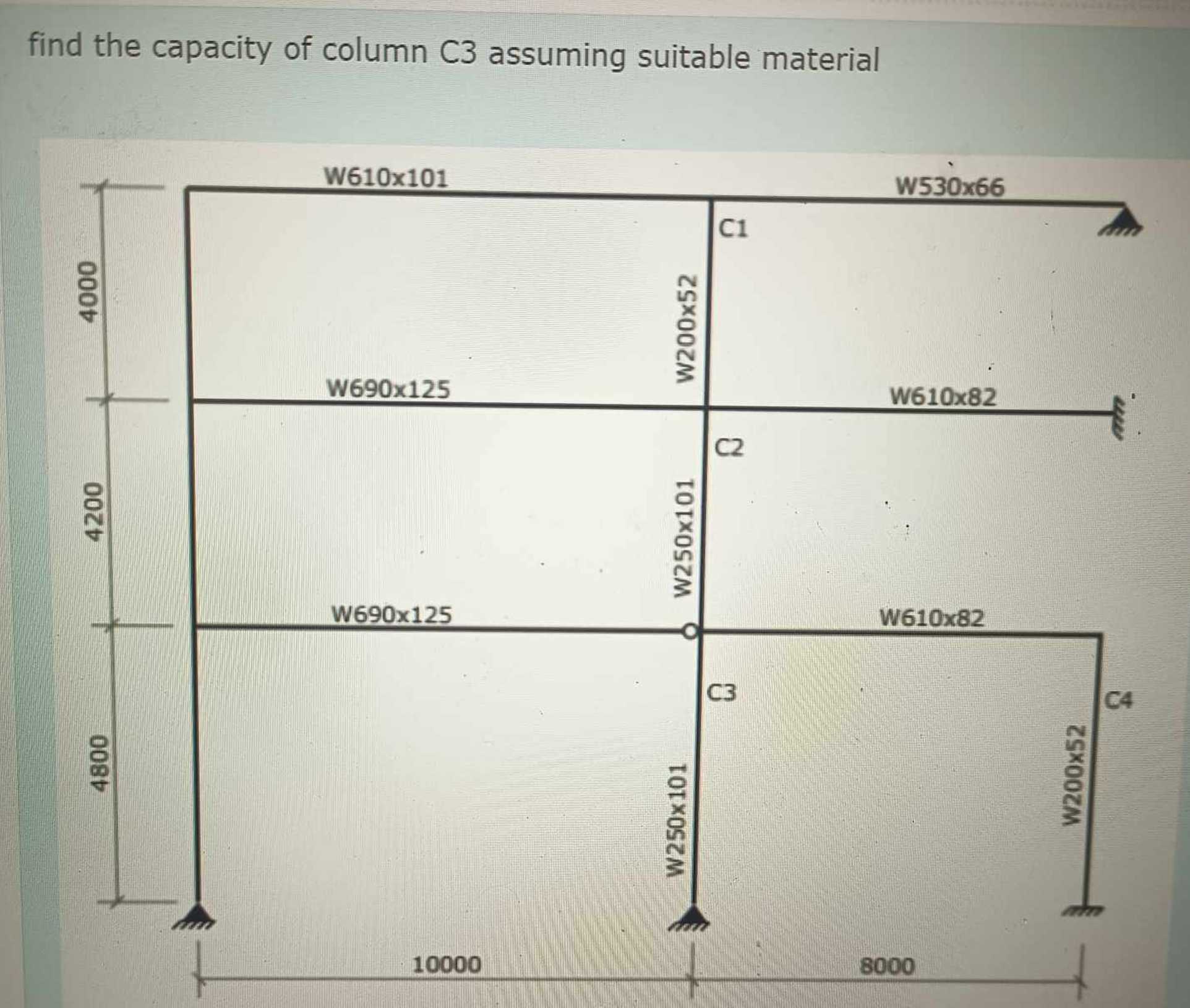 find the capacity of column C 3 assuming suitable
