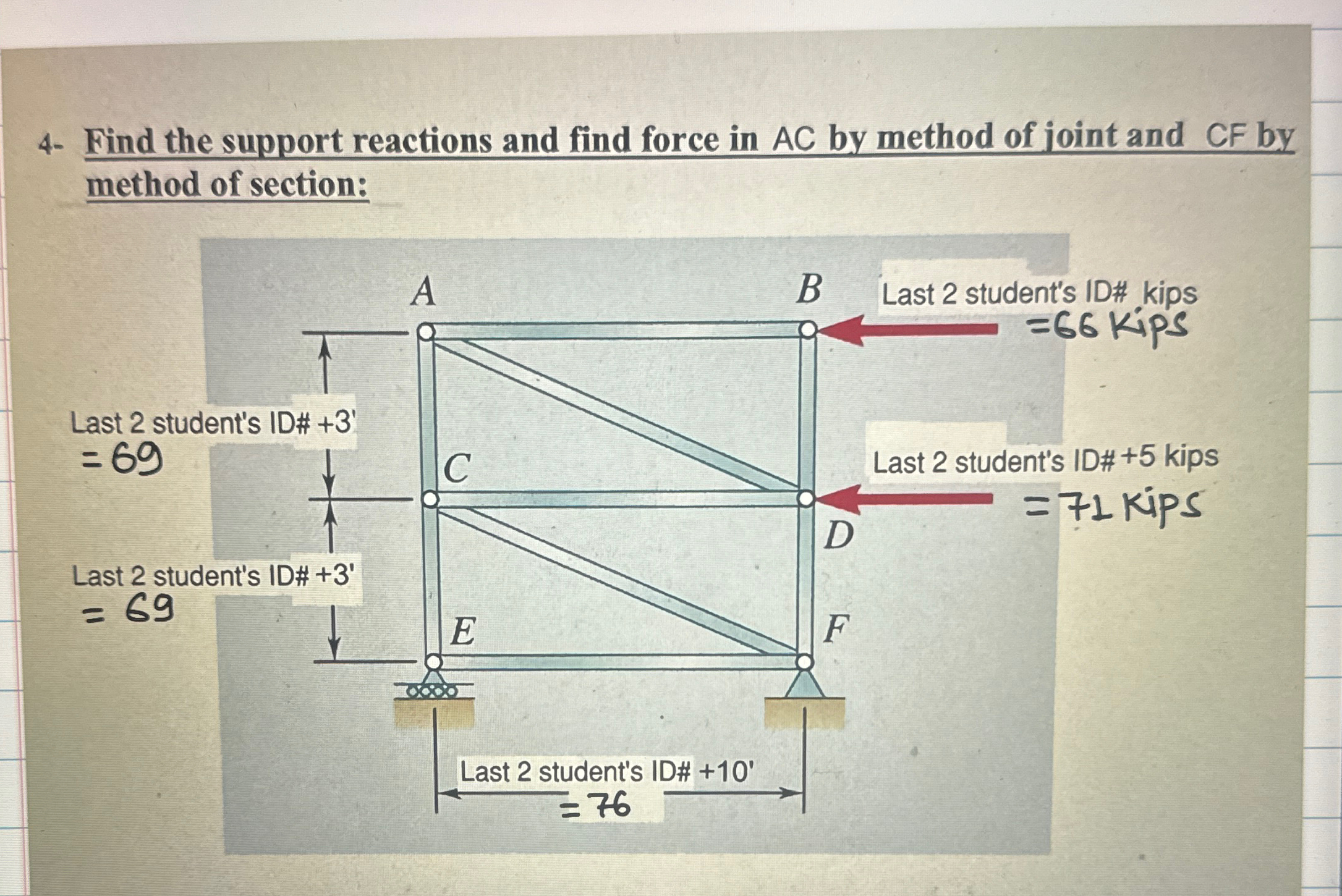 4 - Find the support reactions and find force in