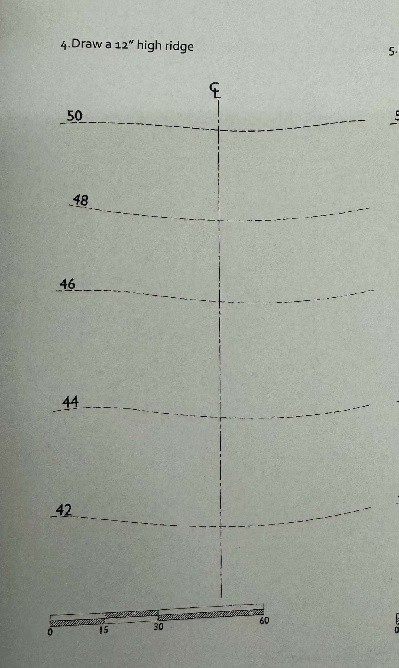 Draw a 1 2 " high ridge ( 5 0