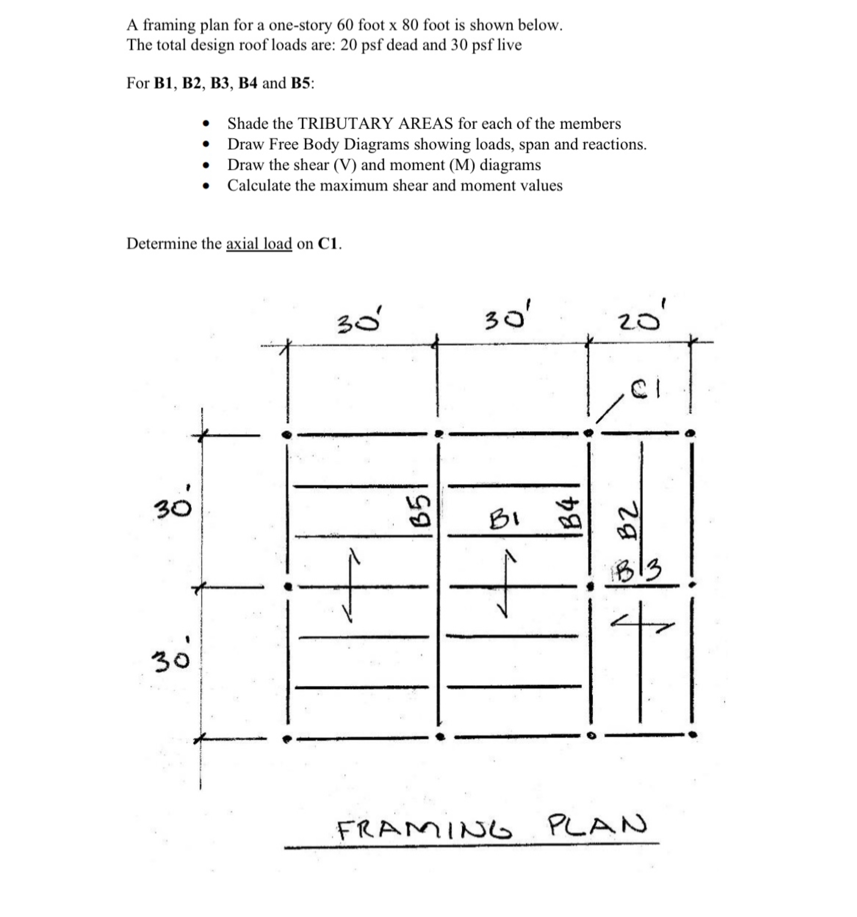 A framing plan for a one - story 6 0 foot x 8 0