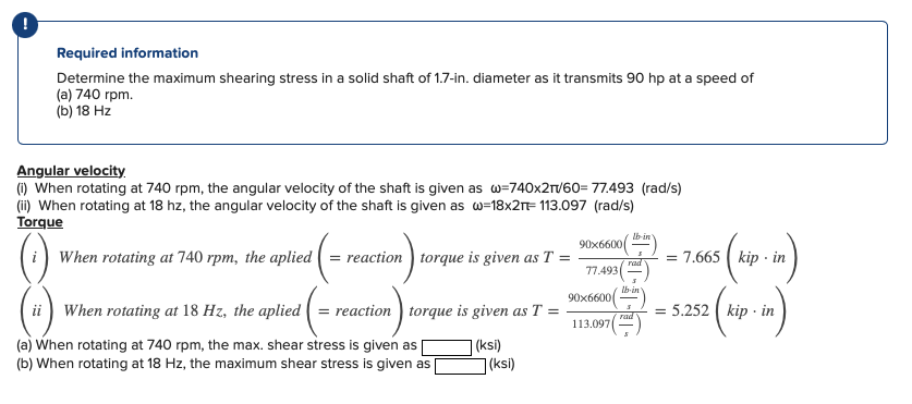 ! Required information Determine the maximum