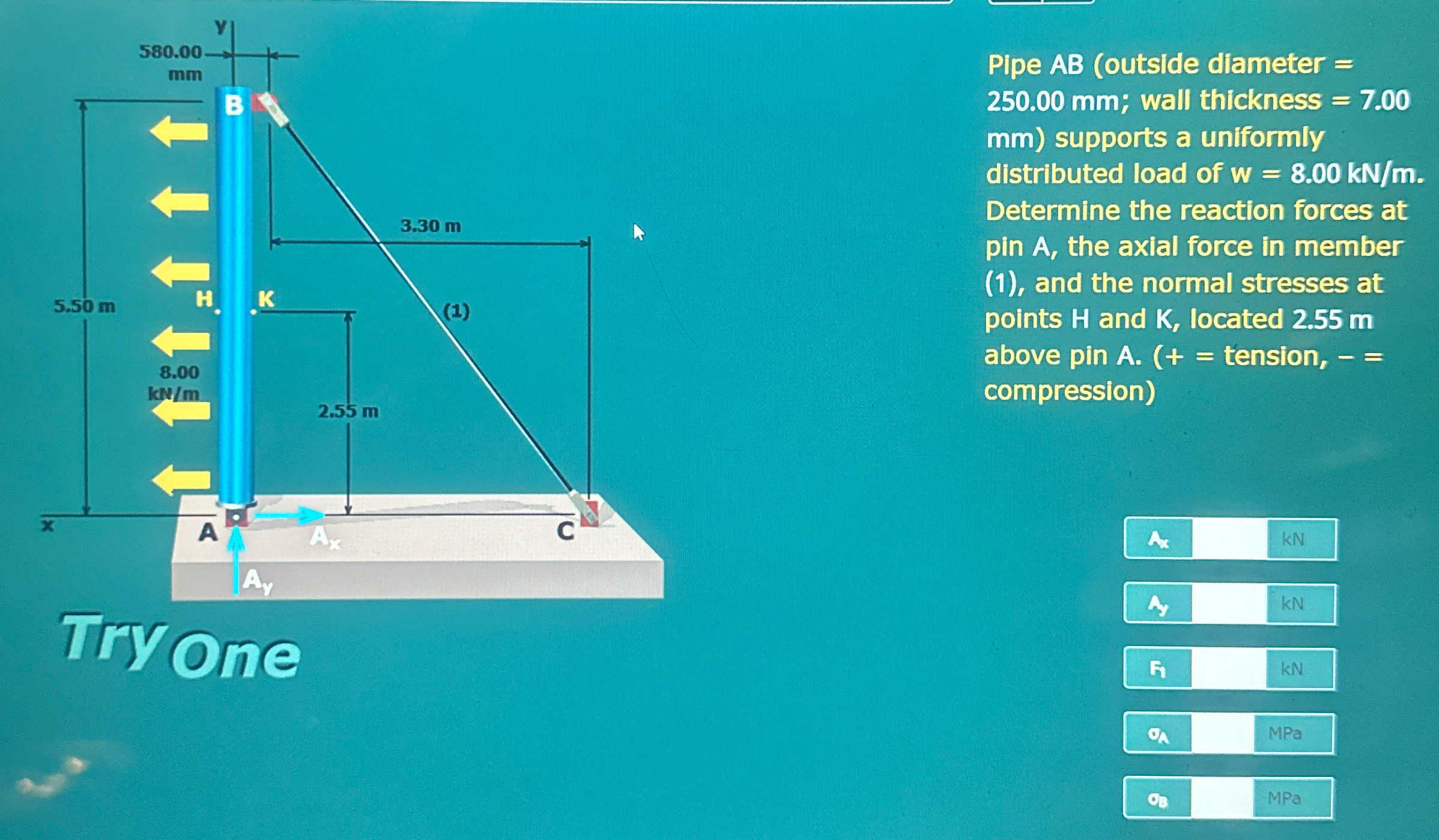 Pipe A B ( outside diameter = 2 5 0 . 0 0 m m ;