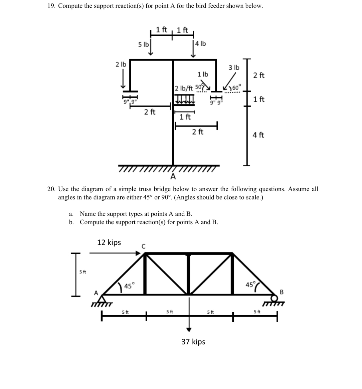 Compute the support reaction ( s ) for point A