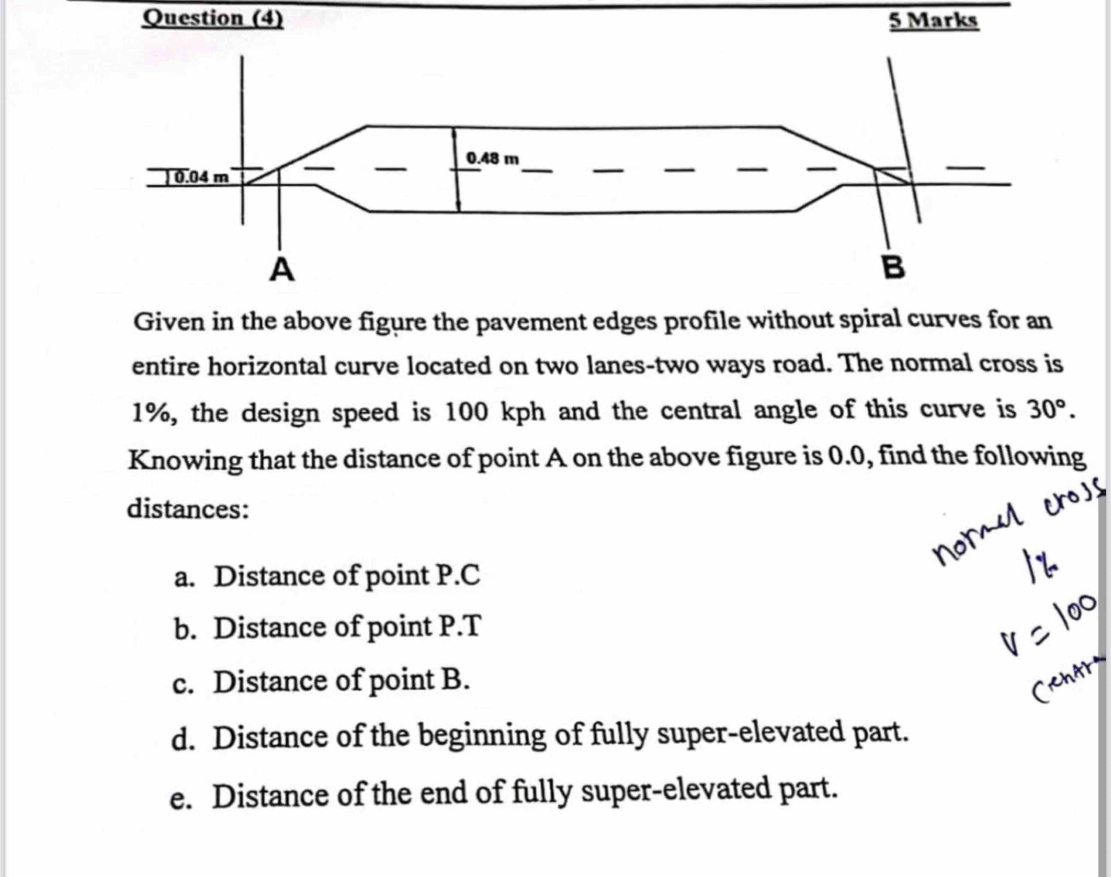Given in the above figure the pavement edges