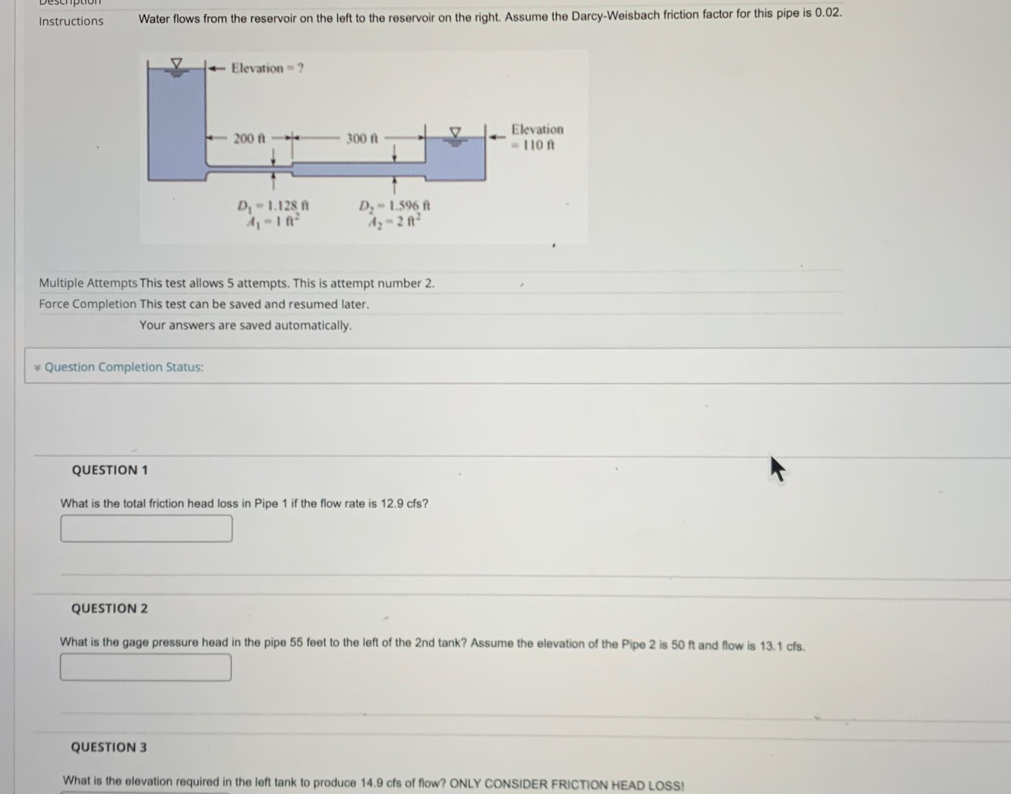 Instructions Water flows from the reservoir on