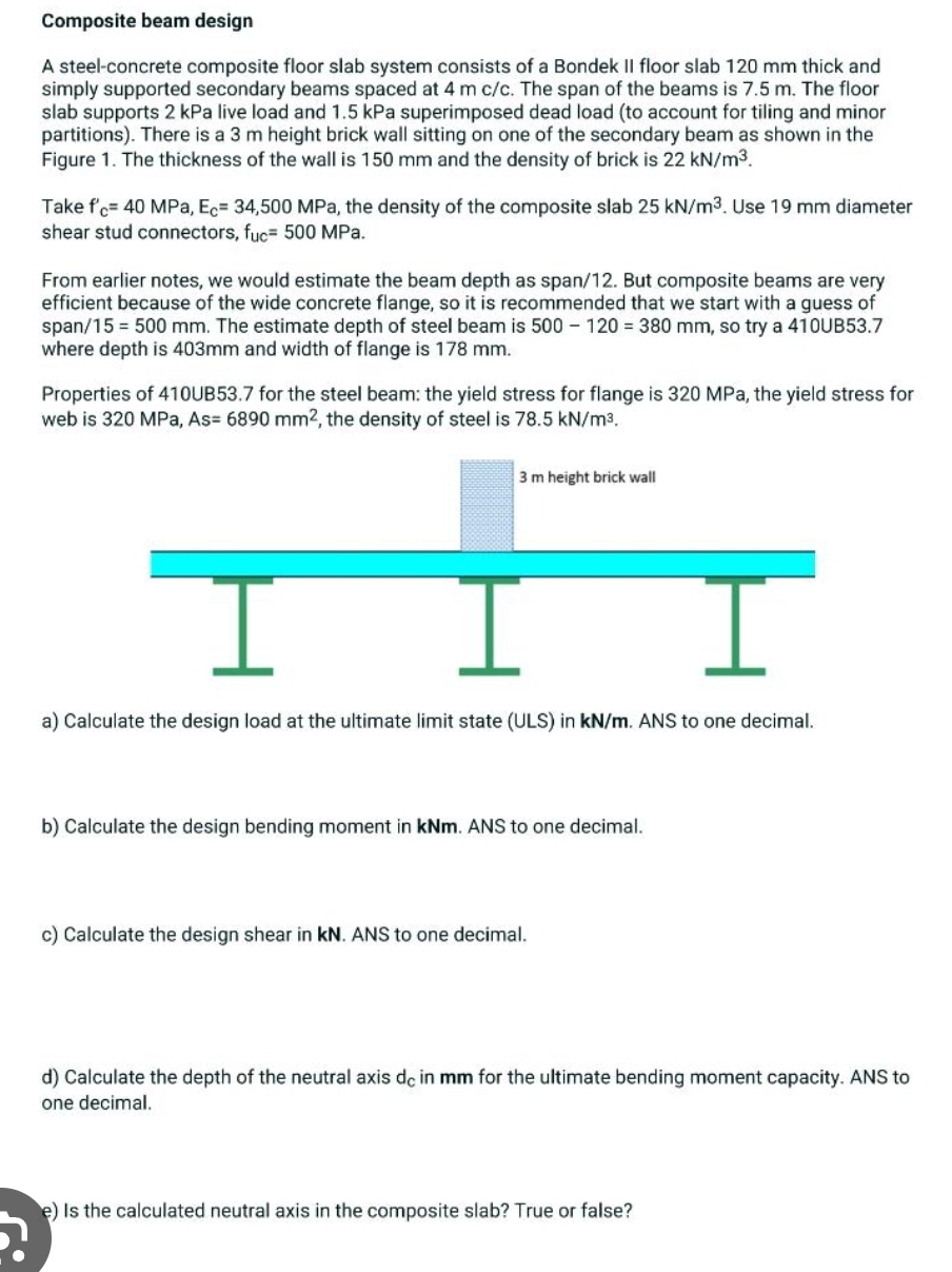 Composite beam design A steel - concrete