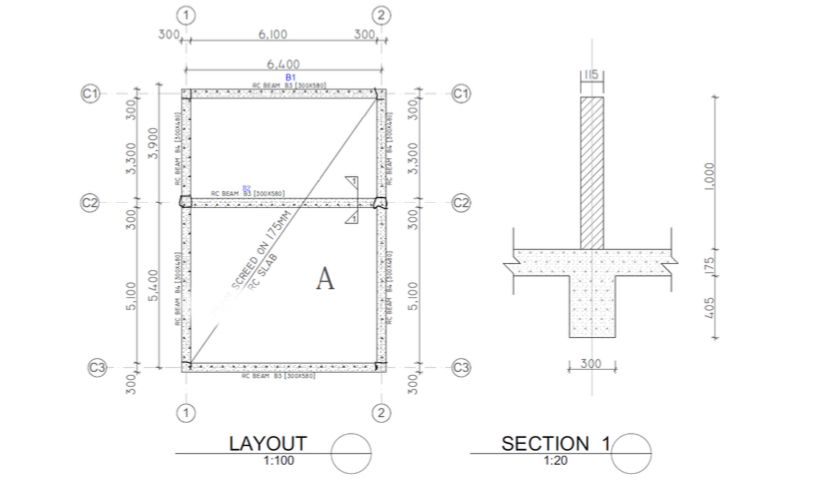 Figure 1 below shows a typical plan of the first