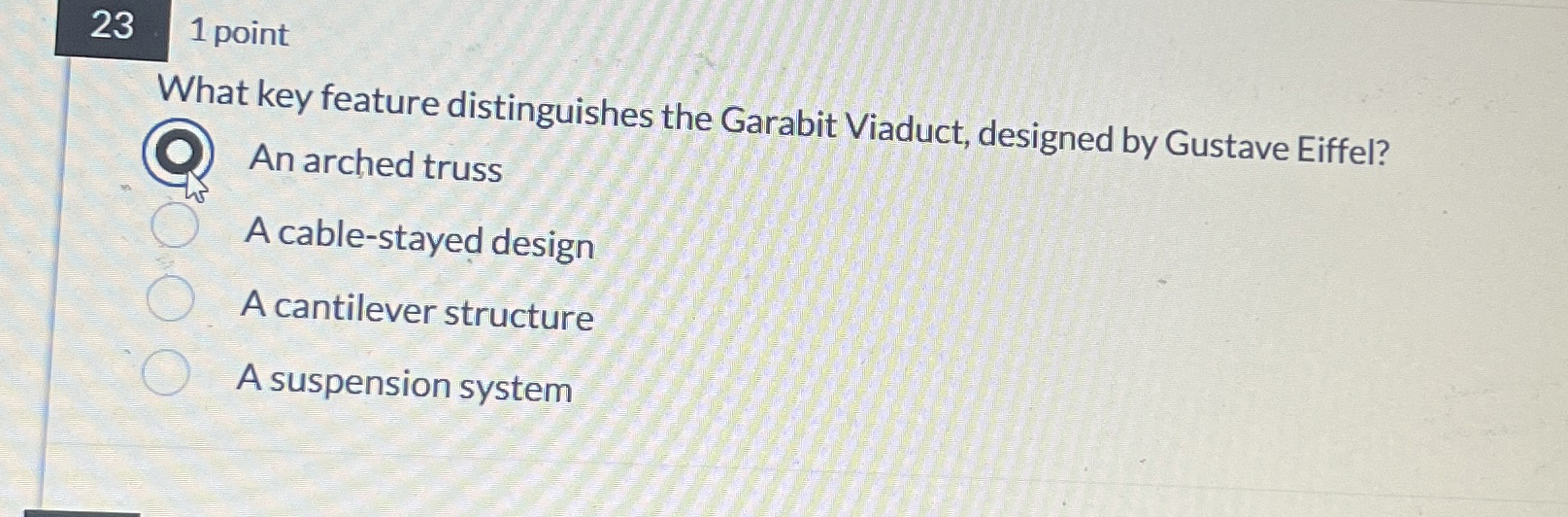 2 3 1 point What key feature distinguishes the