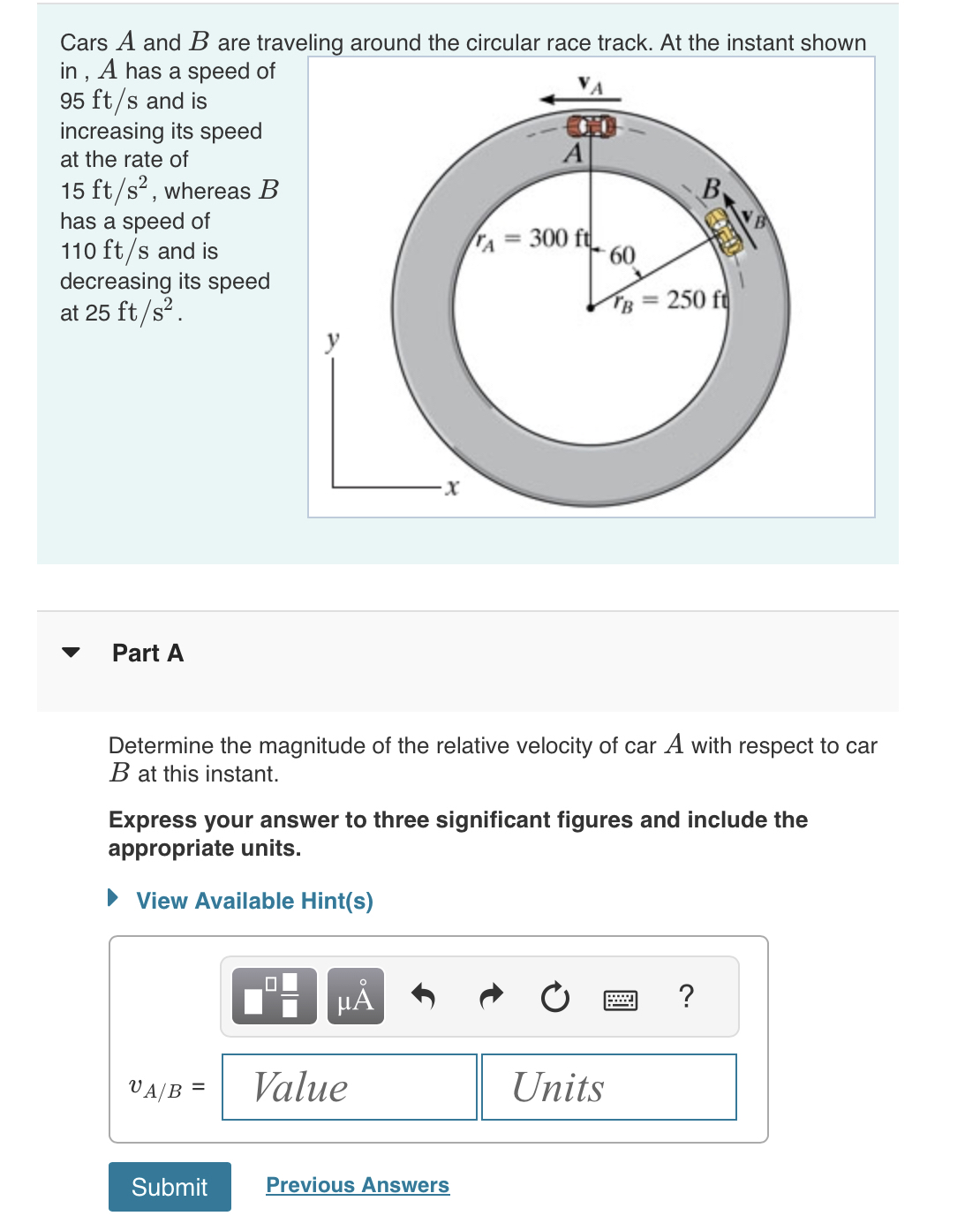 Part B Determine the angle v of v A B (