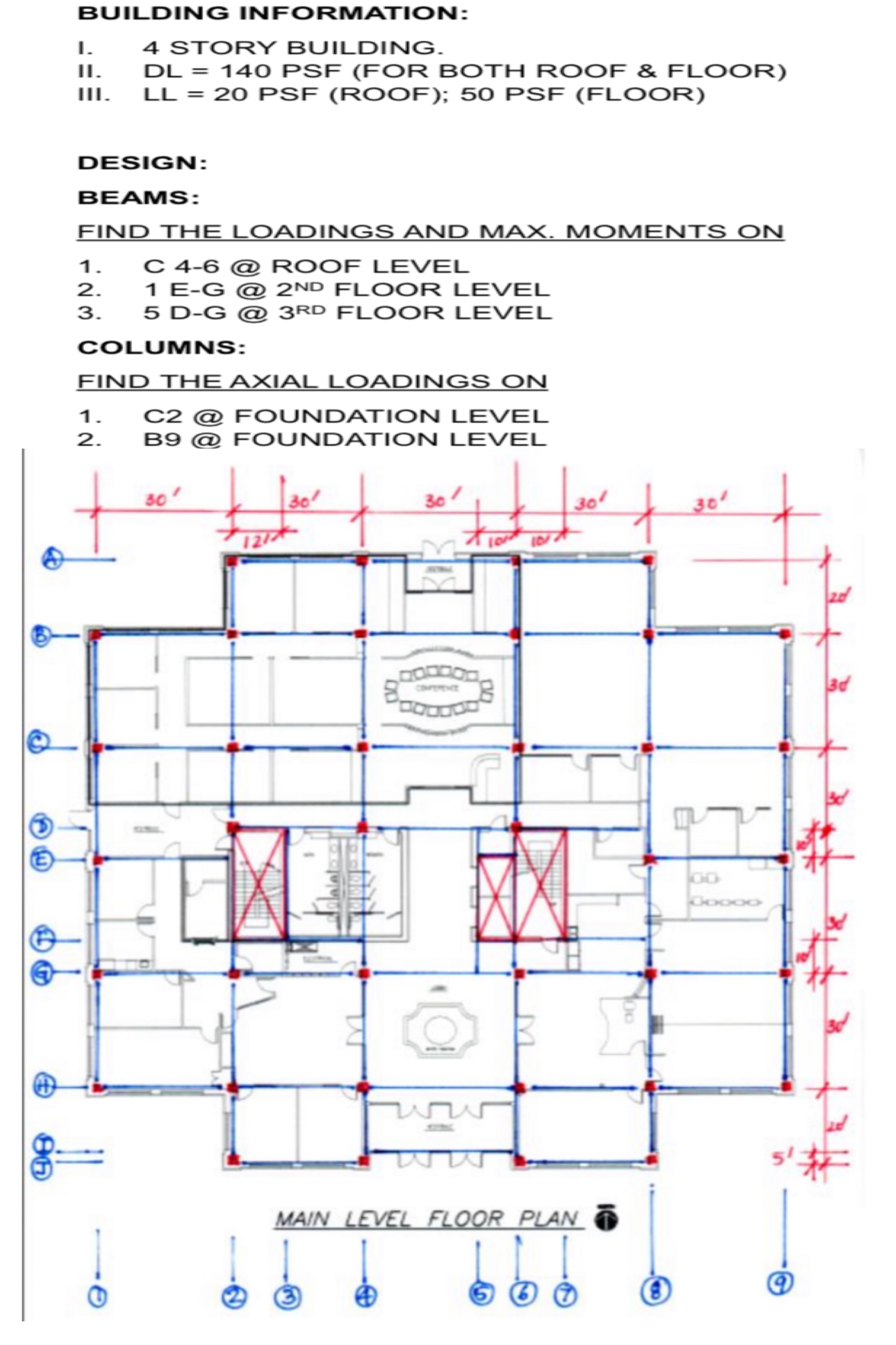 Solve for max moments and axial loads.