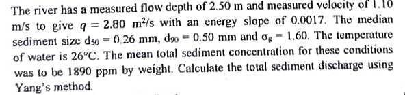The river has a measured flow depth of 2 . 5 0 m