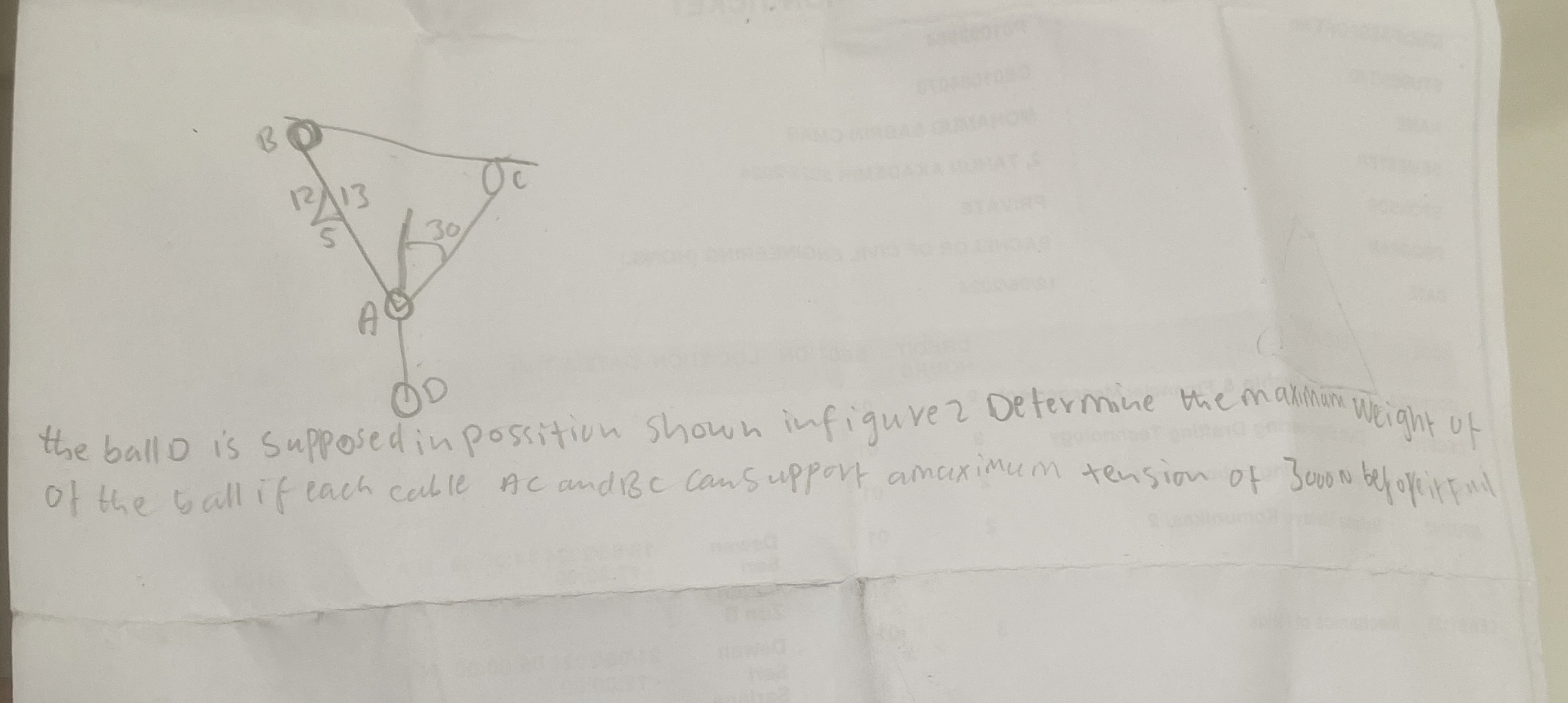 the ball D is supposed in possition shown