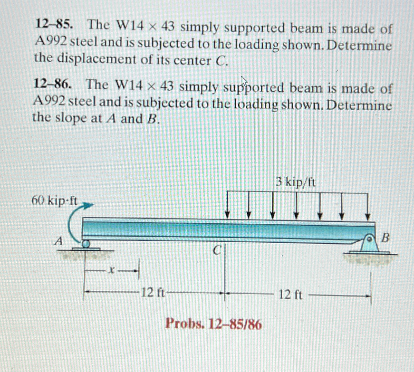 1 2 - 8 5 . The W 1 4 4 3 simply supported beam