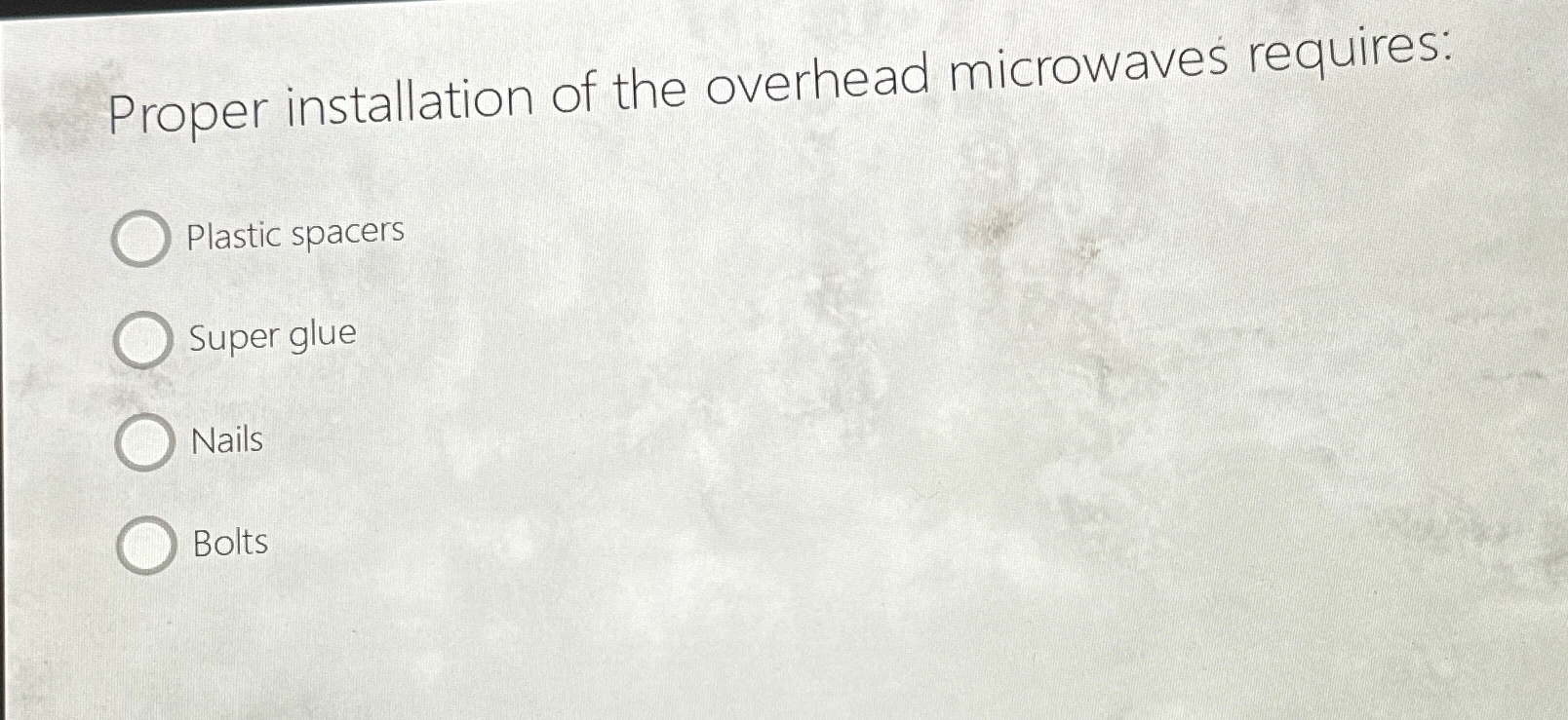 Proper installation of the overhead microwaves