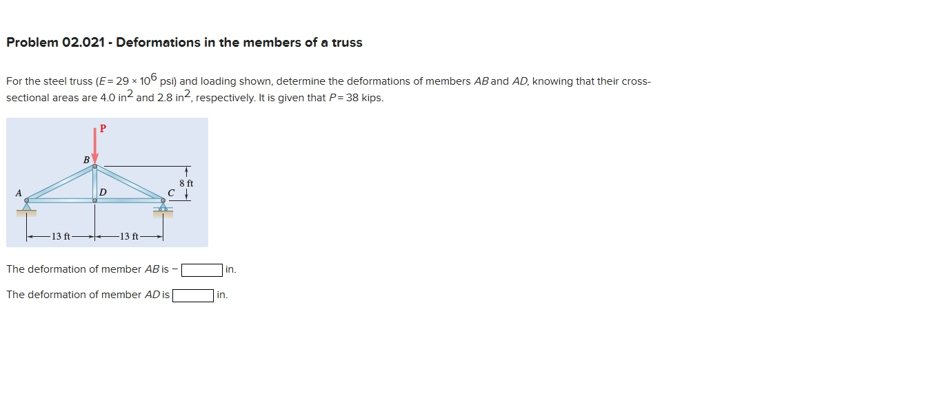 Problem 02.021 - Deformations in the members of a