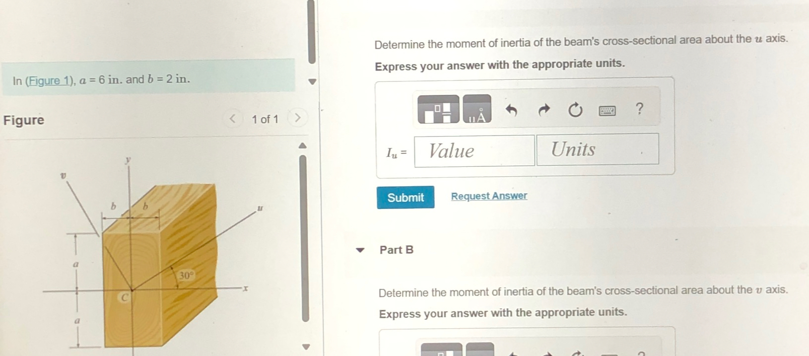 Determine the moment of inertia of the beam's