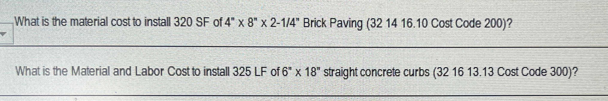 What is the material cost to install 3 2 0 SF of