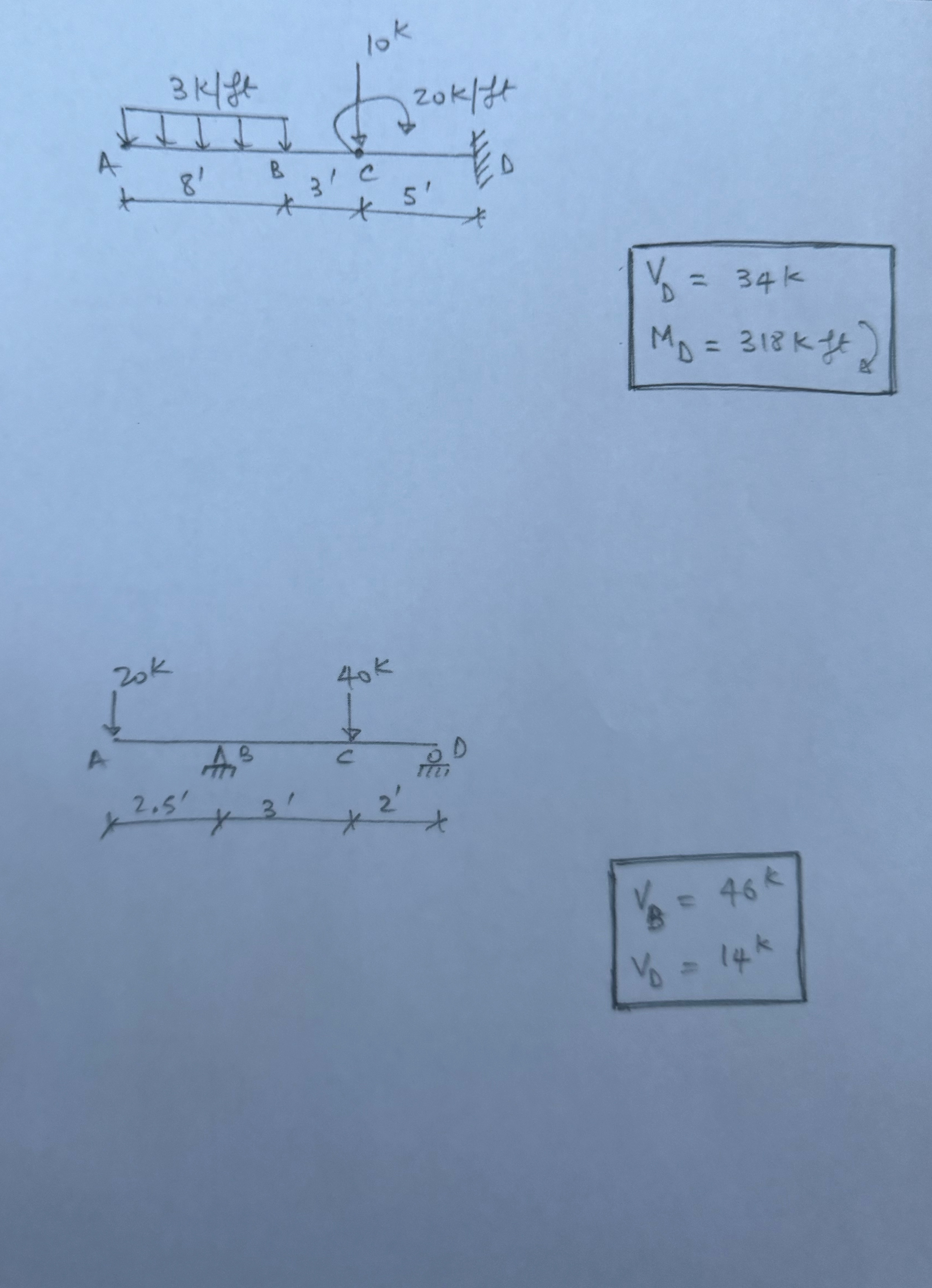 1 . V D = 3 4 k M D = 3 1 8 k f t 2 . V B = 4 6 k