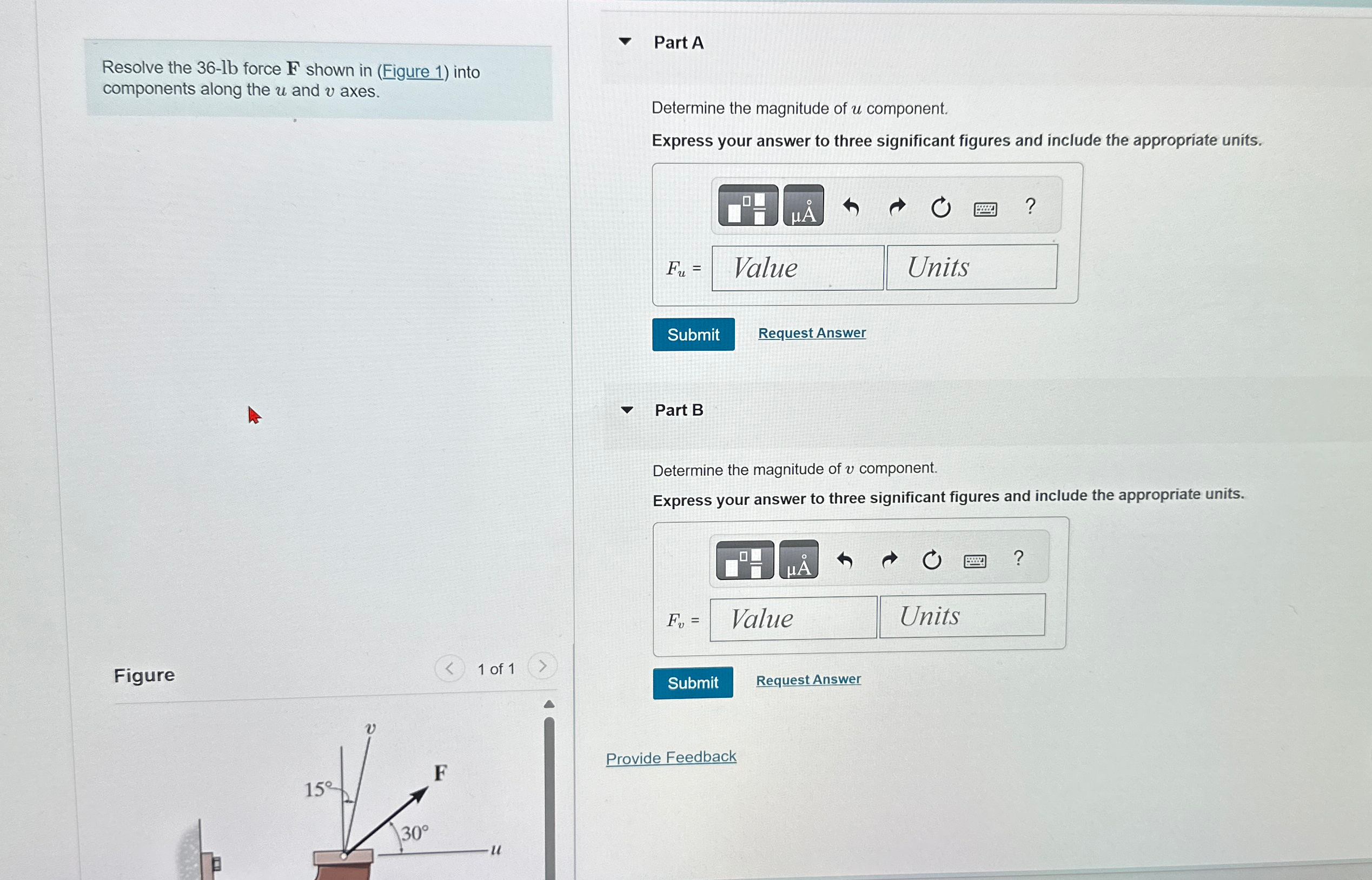 Resolve the 3 6 - lb force F shown in ( Figure 1