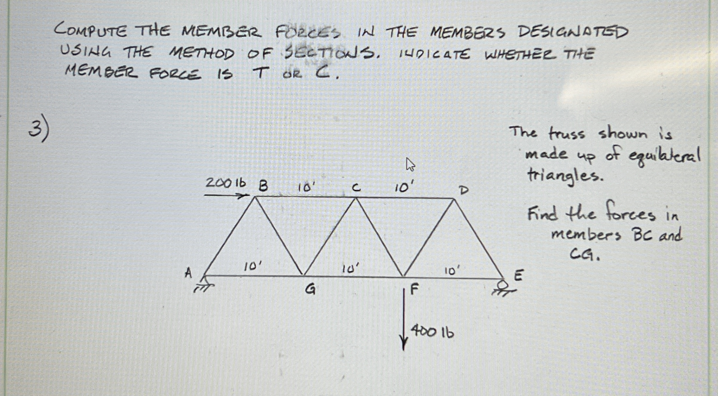 COMPUTE THE MEMBER FORCES IN THE MEMBERS