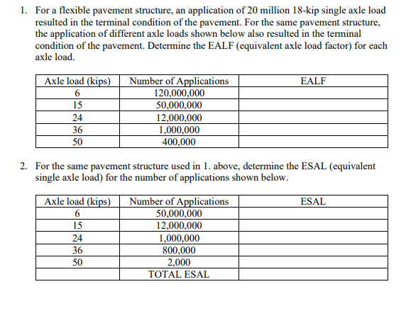 For a flexible pavement structure, an application