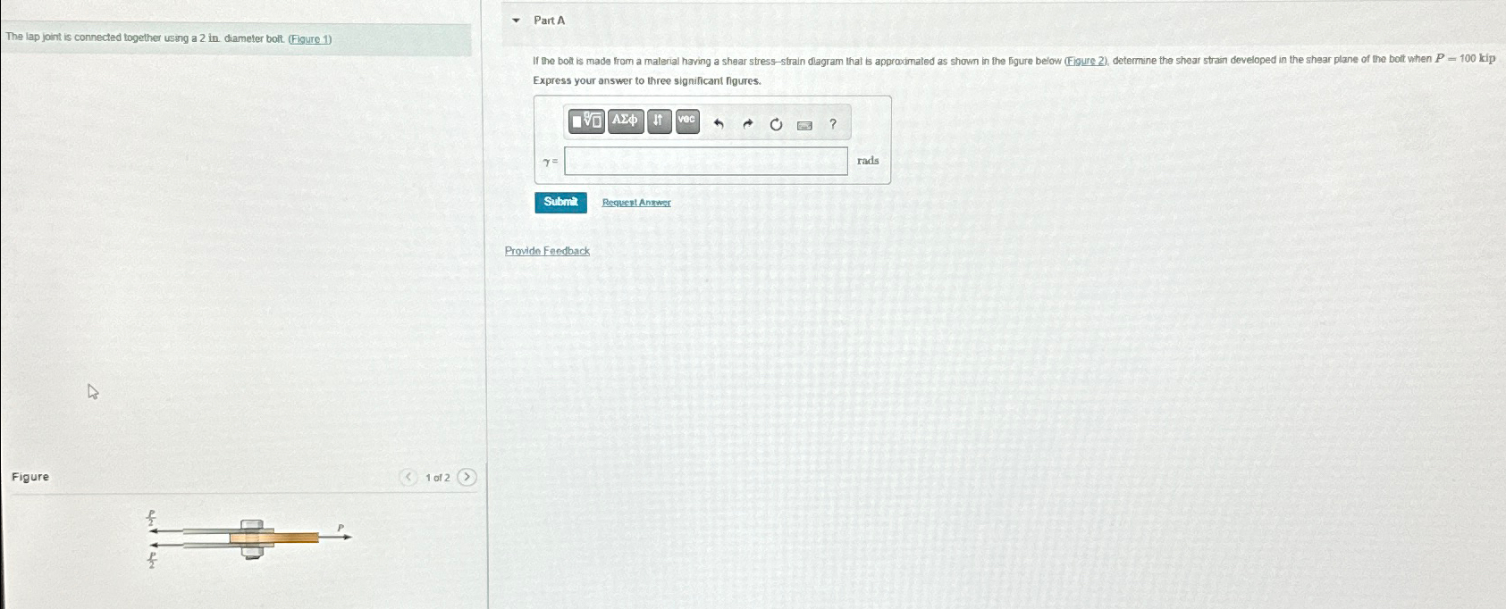 The lap joint is connected together using a 2 in