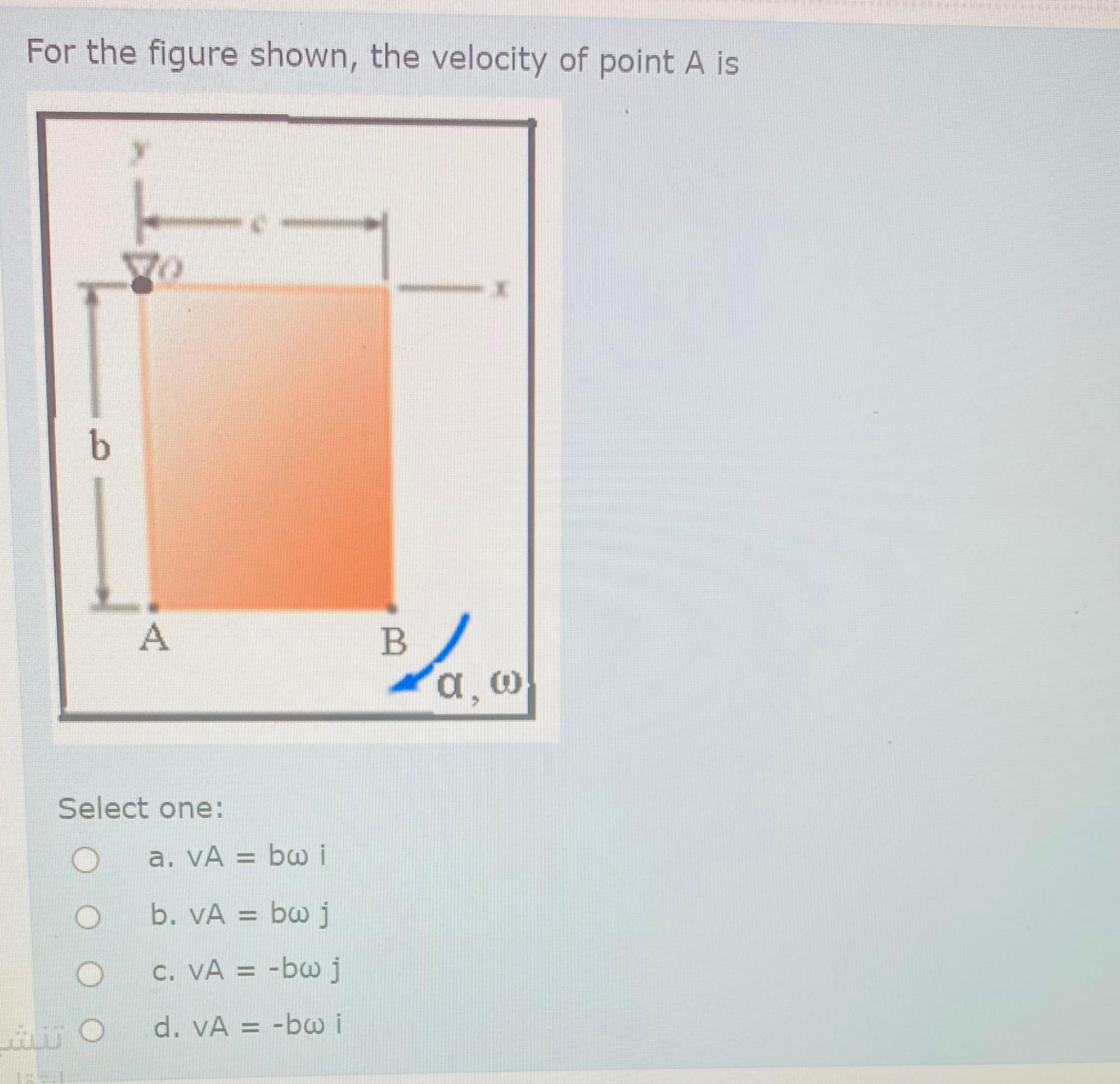 For the figure shown, the velocity of point A is