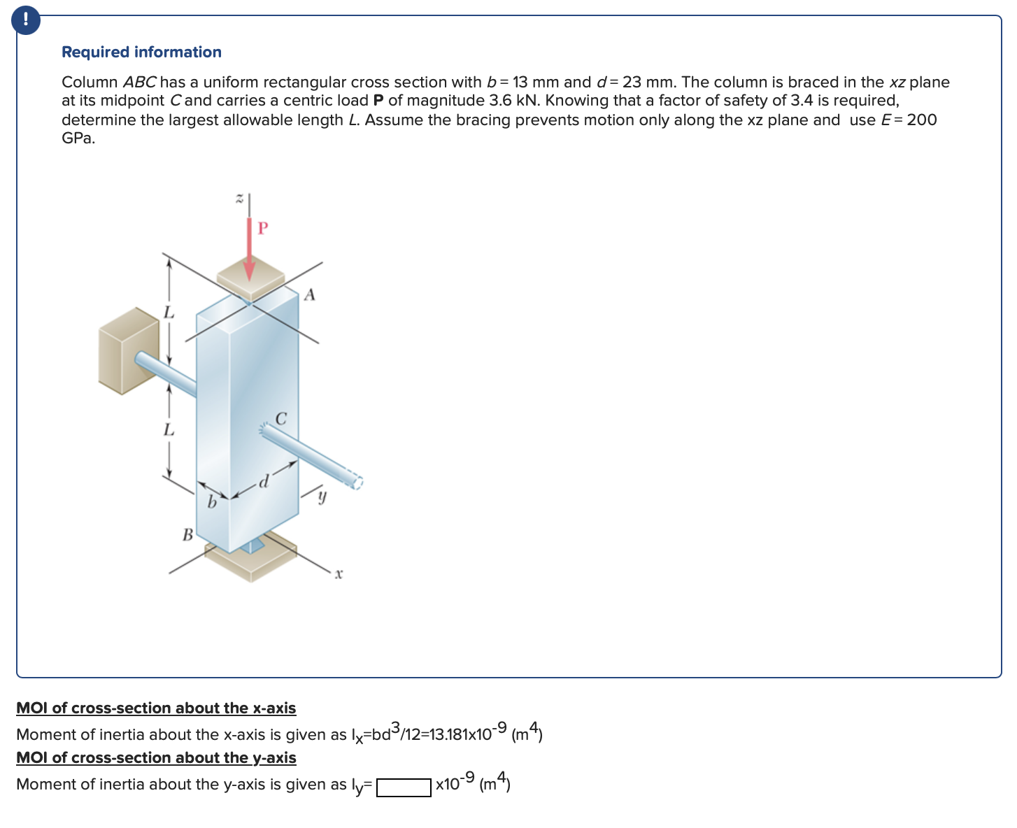 Required information Column ABC has a uniform