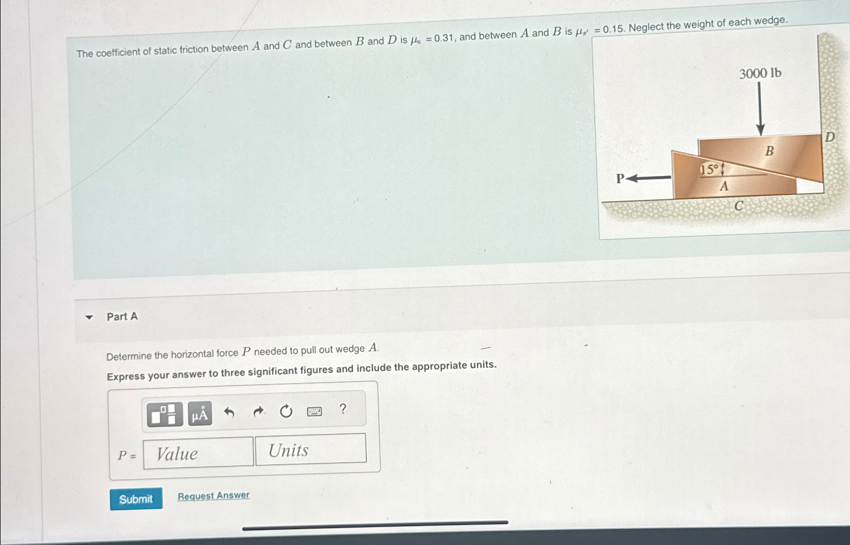 The coefficient of static friction between A and